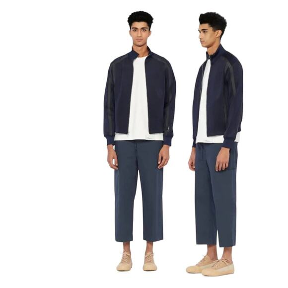 3.1 Phillip Lim Dark Navy Blue Track Jacket Zip Front Black Stripe Piping Medium - Picture 1 of 10